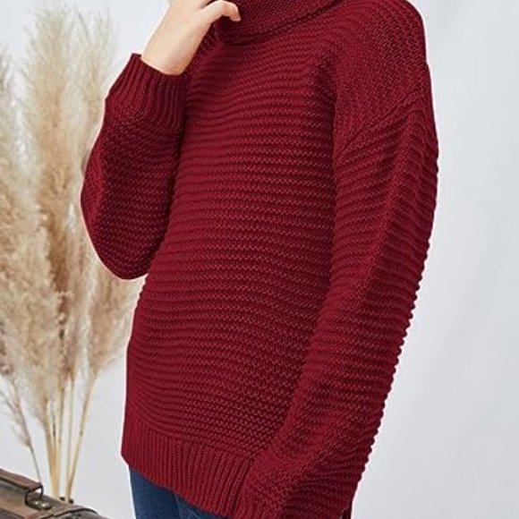 Girls Turtleneck Sweaters Kids Long Sleeve Chunky Knit Pullover Sweater - Picture 2 of 4